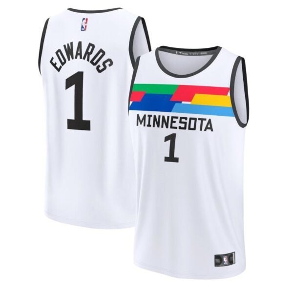 Camisa NBA Anthony Edwards - Minnesota Timberwolves - 2023 Fastbreak - Edição Cidade - Branco