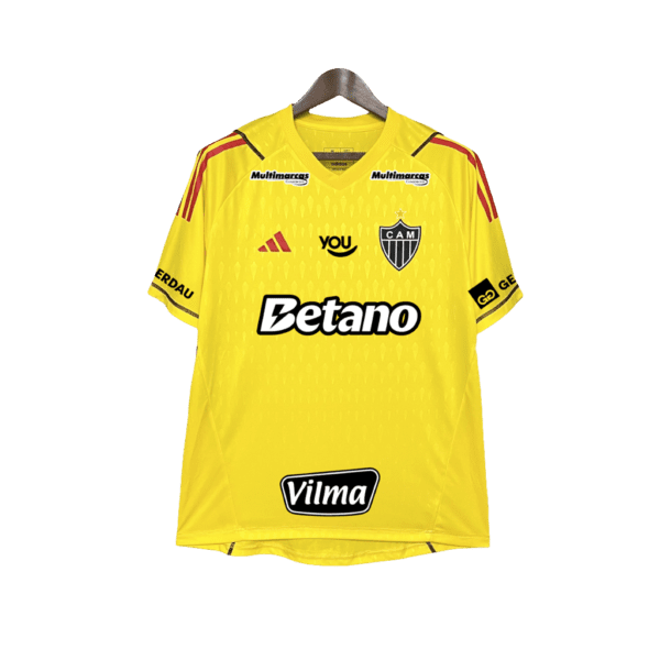 Camisa Atlético Mineiro 24/25 Goleiro - Amarelo - Todos os Patrocínios - Versão Torcedor