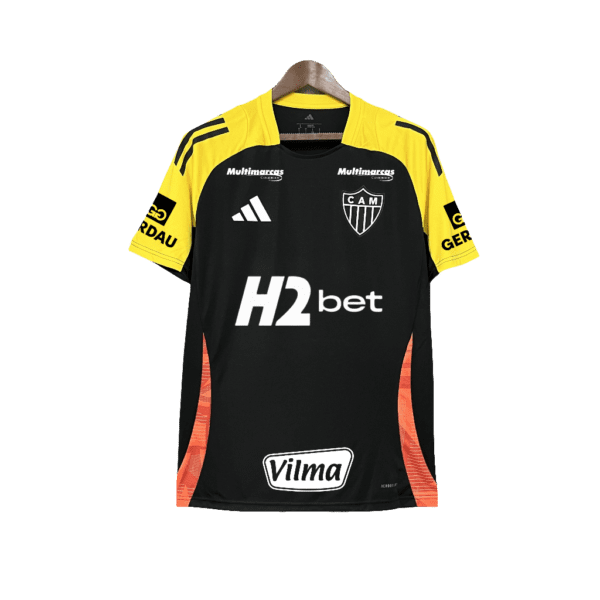 Camisa Atlético Mineiro 25/26 Treino - Todos os Patrocínios - Preto - Versão Torcedor