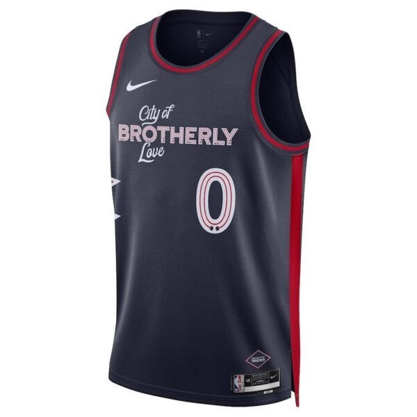 Camisa NBA Tyrese Maxey - Philadelphia 76ers - 23/24 - Azul Marinho - Edição Cidade - Imagen 2